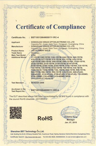 LED BULB RoHS Certification